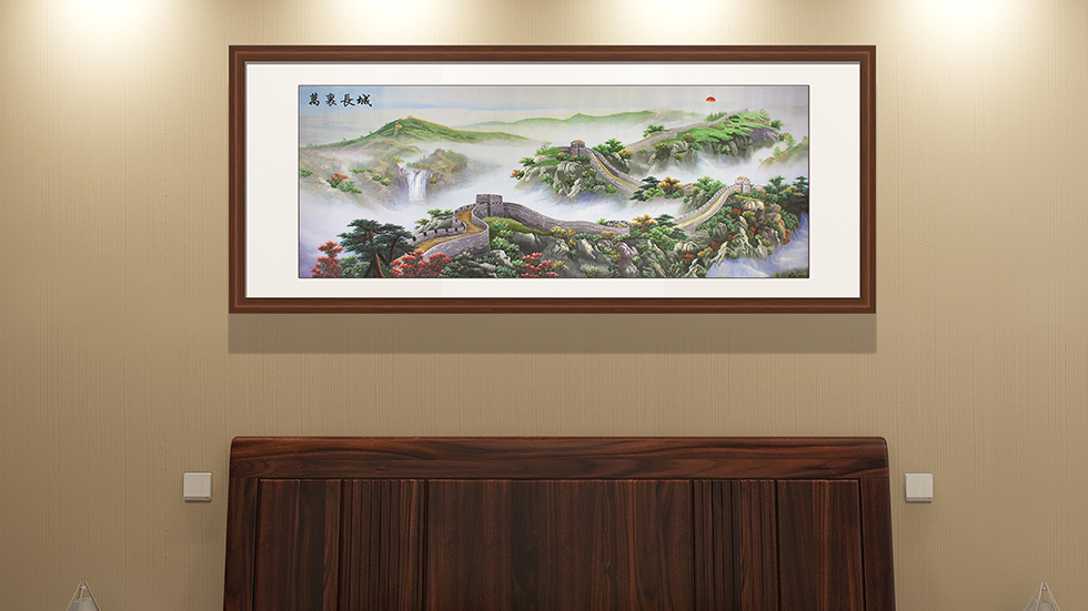 卧室装饰画,青绿山水,万里长城