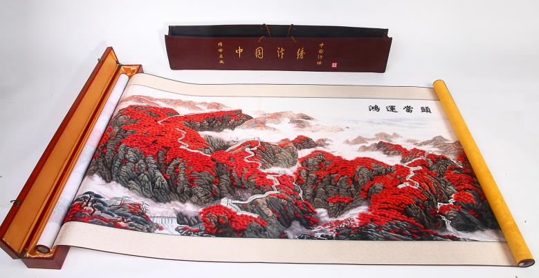 祝寿礼品汴绣鸿运当头山水画 祝寿礼品汴绣鸿运当头山水画