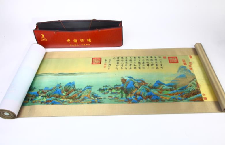 开封汴绣国画山水《千里江山图》 开封汴绣国画山水《千里江山图》
